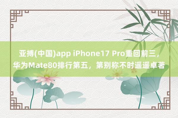 亚搏(中国)app iPhone17 Pro重回前三，华为Mate80排行第五，第别称不时遥遥卓著