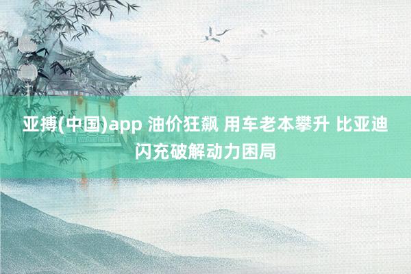 亚搏(中国)app 油价狂飙 用车老本攀升 比亚迪闪充破解动力困局