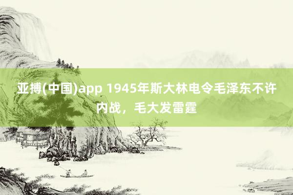 亚搏(中国)app 1945年斯大林电令毛泽东不许内战，毛大发雷霆