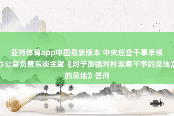 亚搏体育app中国最新版本 中央巡查干事率领小组办公室负责东谈主就《对于加强对村巡察干事的见地》答问