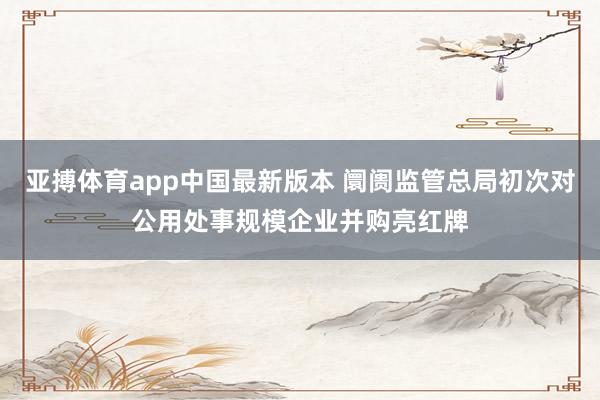 亚搏体育app中国最新版本 阛阓监管总局初次对公用处事规模企业并购亮红牌
