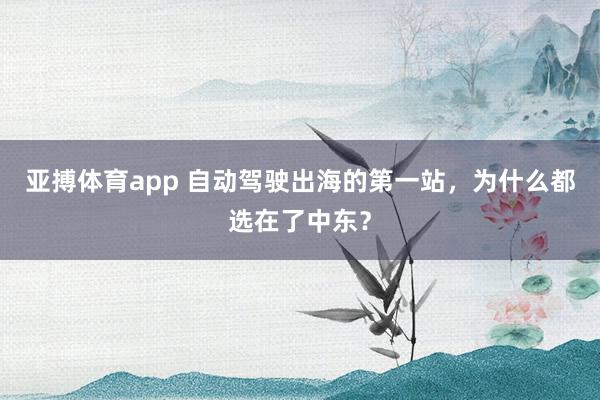 亚搏体育app 自动驾驶出海的第一站，为什么都选在了中东？
