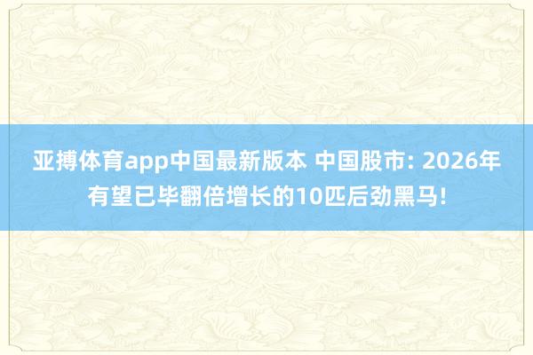 亚搏体育app中国最新版本 中国股市: 2026年有望已毕翻倍增长的10匹后劲黑马!